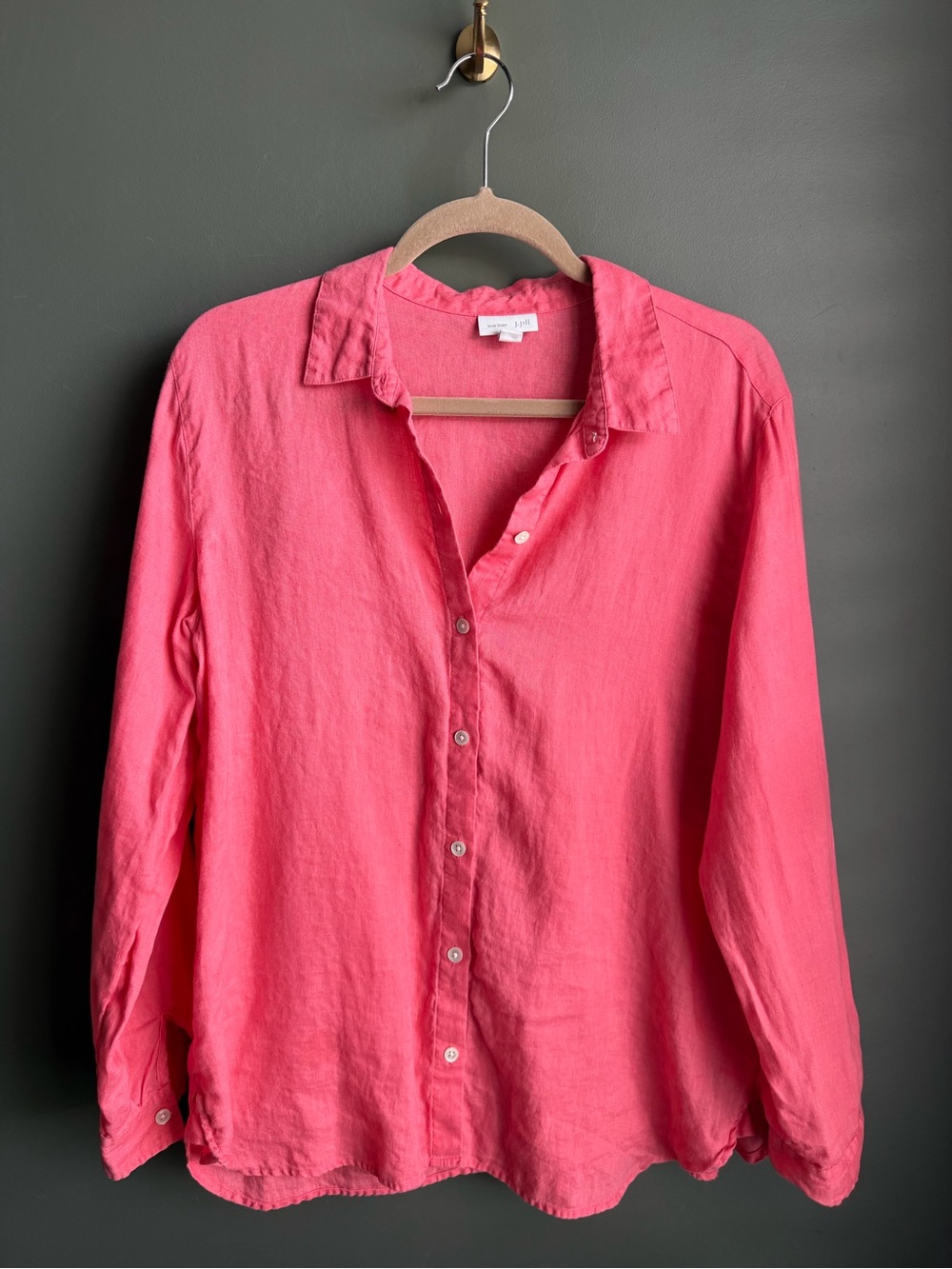 J. Jill Love Linen Bright Pink Button-Up Shirt